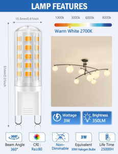 G9 Led Bulb Bi-pin Ceramic Base G9 Led Light Bulbs for Home Lighting-6Pcs
