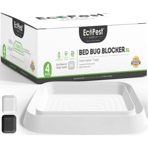 Bed Bug Interceptors - 4 Pack | Bed Bug Blocker (XL) Interceptor Traps (White)