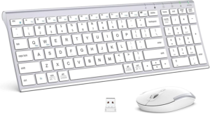 iClever Wireless Keyboard and Mouse Combo, 2.4G Full-Sized Wireless Computer Keyboard, Silent Scissor Switch Keys, Compact Mouse, Rechargeable Ultra Slim Ergonomic Keyboard for PC Laptop Windows Mac