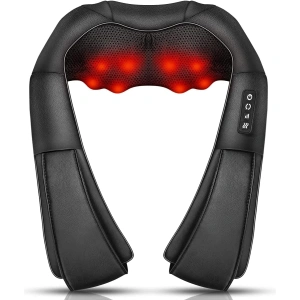 Neck Massager with Heat, Shiatsu Back Neck and Shoulder Massager, Electric Deep Tissue 4D Kneading Massage