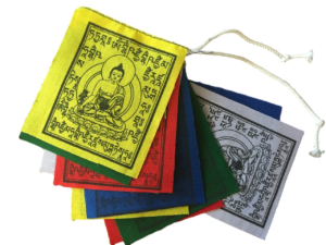 Hands of Tibet Mini Medicine Buddha Prayer Flags Set of 8 Flags