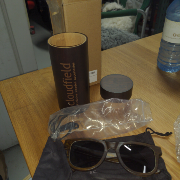 Walnut Wood Sunglasses with Black Polarized Lens and Real Wooden Frame for Men and Women - 100% UVA/UVB Ray Protection, Black, Medium