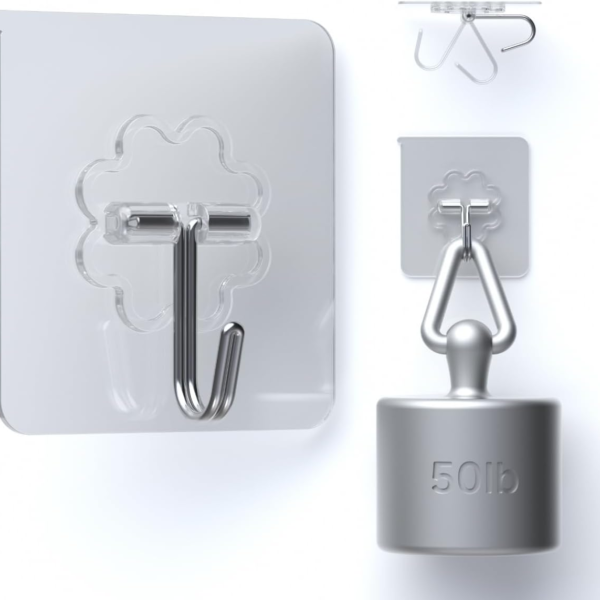 Adhesive Hooks Kitchen Wall Hooks Nail Free Sticky Hangers with Waterproof Hooks Reusable Utility Towel Bath Ceiling Hooks