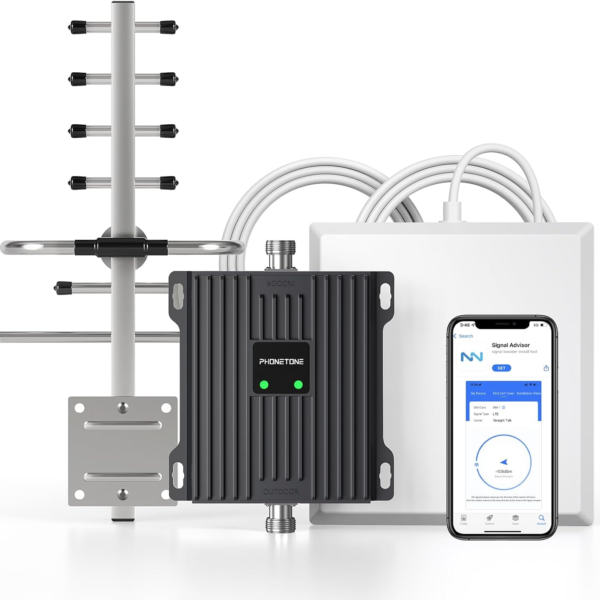 Home Cell Phone Signal Booster for Canada - Supports Band 4 Band 5 | Up to 4,500 Sq Ft | Boost 5G 4G LTE Signal | 65dB Cellular Repeater with High Gain Directional Antennas | ISED Approved