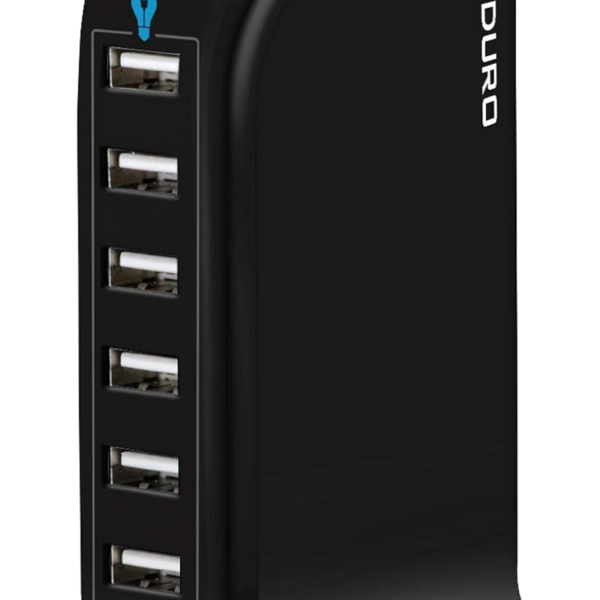 Aduro 40W 6-Port USB Desktop Charging Station Hub Wall Charger for iPhone iPad Tablets Smartphones with Smart Flow (Black)