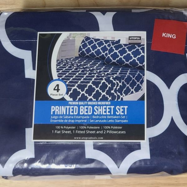 Utopia Bedding 4 Piece Bed Sheet Set King Navy Polyester