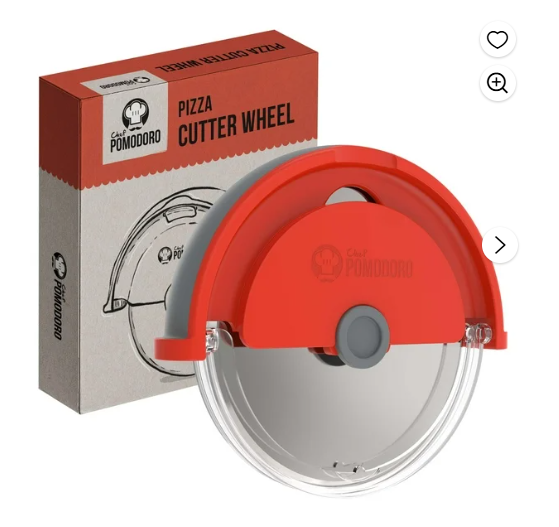 Chef Pomodoro Pizza Cutter Wheel with Protective Cover Blade Guard, Easy to Clean, 4-Inch Super Sharp Slicer, Stainless Steel Kitchen Gadget, Pizza Making Accessories (Orange)
