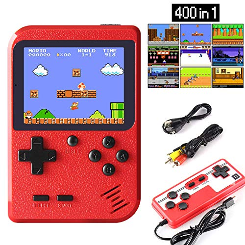Retro Handheld Game Console with 400 Classic FC Games, 2.8-Inch Screen, TV Connection, 2 Players, Rechargeable Battery - Perfect Gift for Kids and Adults