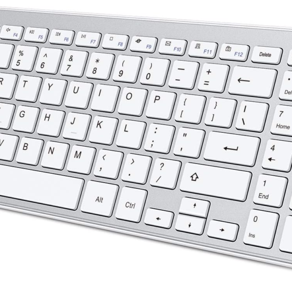 OMOTON Wireless Keyboard, 2.4G Wireless Keyboard for Windows 10 8 7, UK QWERTY with USB Receiver, Ultra Thin Numeric Keypad for Computer, Desktop, PC, Laptop, Silver