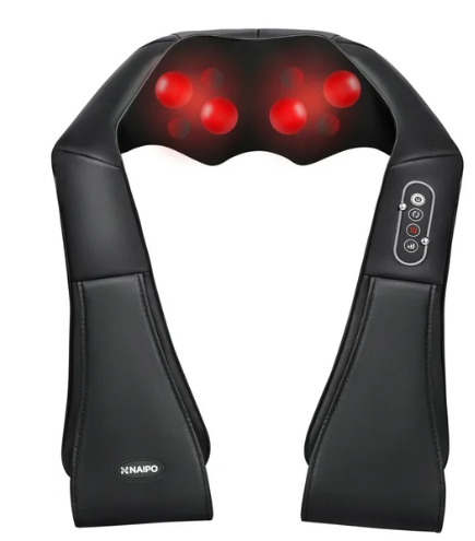 Naipo Shiatsu Back and Neck Massager with Heat Deep Kneading Massage for Neck, Back, Shoulder, Foot and Legs, Use at Home, Car, Office