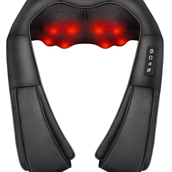 Naipo Shiatsu Back and Neck Massager with Heat Deep Kneading Massage for Neck, Back, Shoulder, Foot and Legs, Use at Home, Car, Office