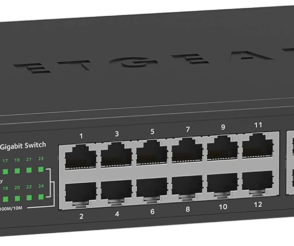 NETGEAR 24-Port Gigabit Ethernet Unmanaged Switch (GS324) - Desktop/Rackmount, Sturdy Metal Fanless Housing