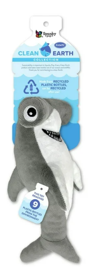 Clean Earth Hard Chews Hammerhead Shark Dog Toy - 100% Sustainable - USA Made