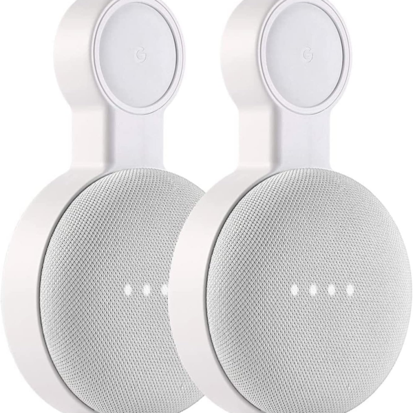(2 Pack) Outlet Wall Mount Holder for Google Home Mini and Google Nest Mini, A Space-Saving Accessories with Cord Management for Google Mini Smart Speaker, No Messy Wires or Screws