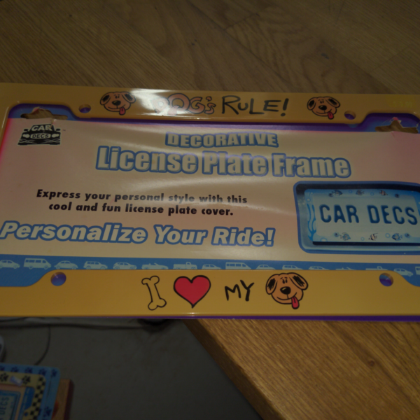 🐾 For the Best Co-Pilot: "Dog Rules" License Plate Frame