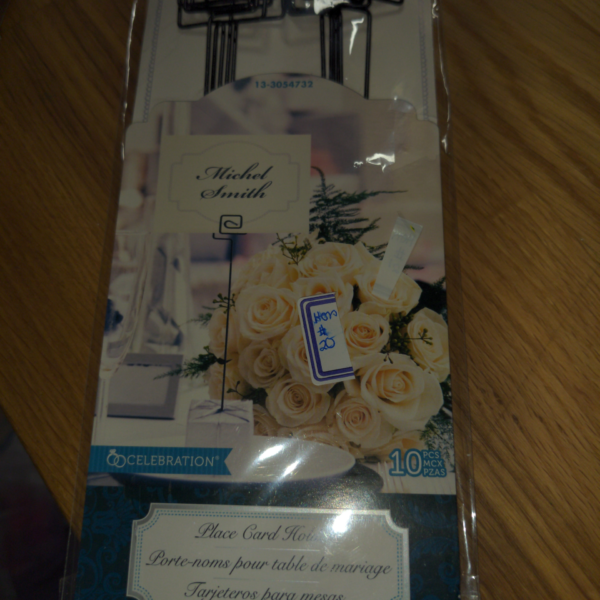 Set of 10 Sleek Black Placecard Holders (New)