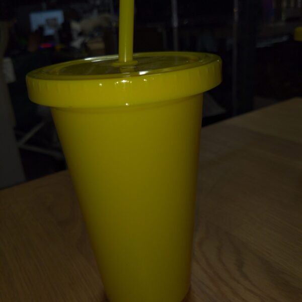 🥤 Bright Yellow Tumbler with Straw