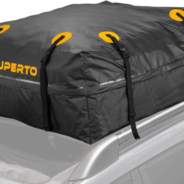 Cargo Bag, AUPERTO Rooftop Rack Carrier 100% Waterproof 15 Cubic feet for Cars, Vans or SUVs 95x95x46cm (Black)…