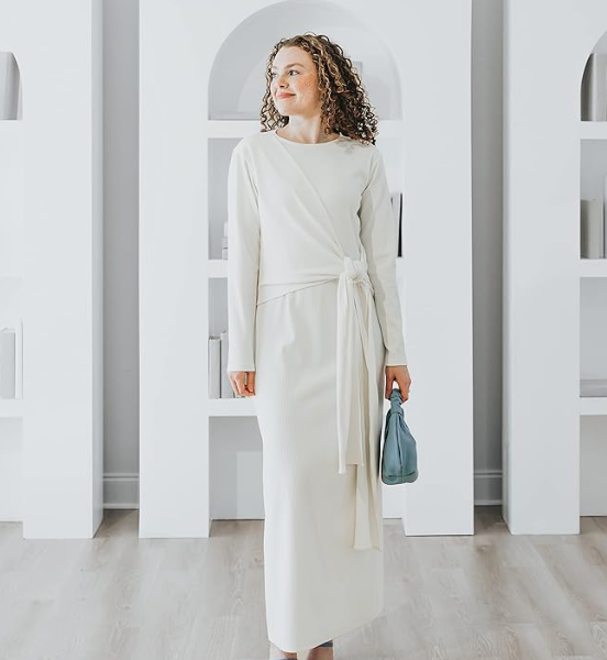 The Drop Womens Ivory Side Knotted Tie Maxi Dress by @withloveleena