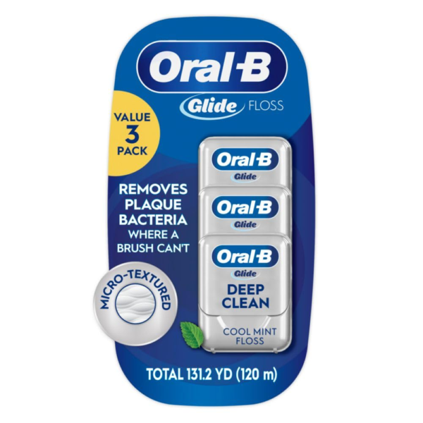 🦷 Oral-B Glide Dental Floss - 3 Pack (Deep Clean Cool Mint)