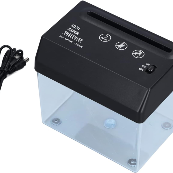 Mini Paper Shredder, USB Electric A6 Paper Shredder with Transparent Window, Strip Cut Paper Shredder for Home Office
