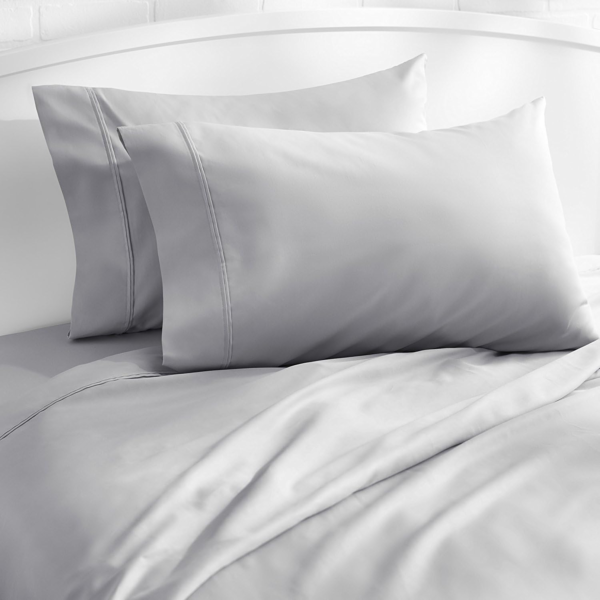 100% Cotton Percale Pillowcases, 2 Pack Pillow Cases, Soft & Breathable Pillow Covers, Light Weight Fabric, Smooth Airy Weave, for Her or Him (Grey Queen/Standard 20"x30", 2)