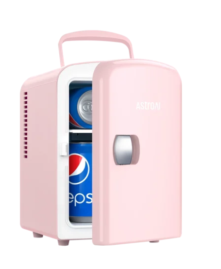 AstroAI Pink Mini Fridge for Skincare, Beverage, Food, Home, Office and Car, 4 Liter/6 Can, AC/DC, ETL Listed