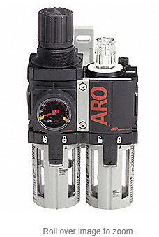 FILTER/REGULATOR/LUBRICATOR, 1/4 IN NPT THREAD, 44 CFM, 150 PSI MAXIMUM OPERATING PRESSURE, 5 MICRON, 1000 SERIES