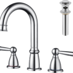 CREA Bathroom Faucet in Chorme, 2-Handle 3 Hole Bathroom Sink Faucet, Fit for 4inch and 8inch Sink with Pop UP Drain Stopper