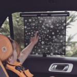 Diono Starry Night Car Window Shade for Baby, Retractable Car Sun Shade for Blocking Sun Glare, UV Rays with Glow In The Darks Stars, Black