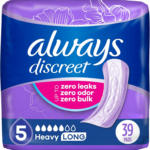 Discreet Adult Incontinence Pads for Women, Heavy Absorbency, Long Length, Postpartum Pads, Up to 100% Bladder Leak Protection, 39 Count