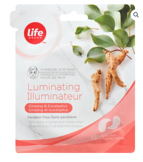 Life Brand Luminating Hydrogel Eye Mask, Ginseng & Eucalyptus