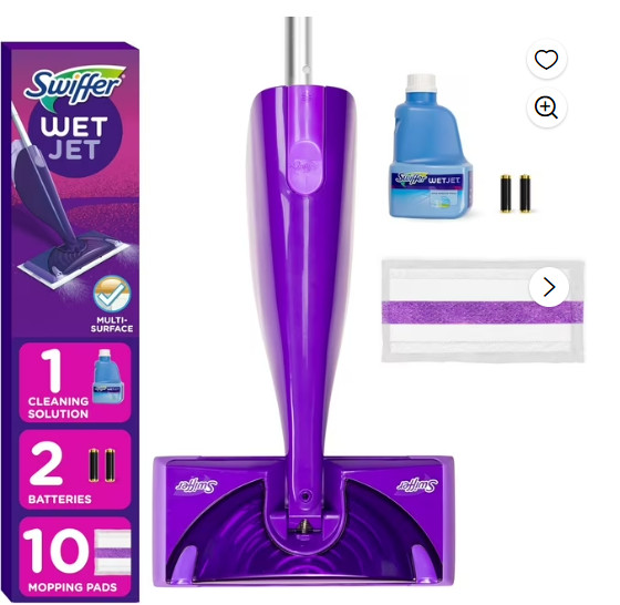 WetJet Spray Mop Kit : Includes 1 Floor Mop, 10 WetJet Refill Pads, 2 Batteries