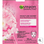 SkinActive Moisture Bomb Super Hydrating + Glow-Reviving Sheet Mask with Hyaluronic Acid + Sakura