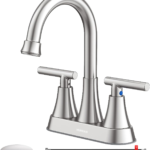 Bathroom Faucets for Sink 3 Hole, Hurran 4 inch Brushed Nickel Bathroom Sink Faucet with Pop-up Drain and Supply Hoses, Stainless Steel Lead-Free 2-Handle Centerset Faucet for Bathroom Sink Vanity RV
