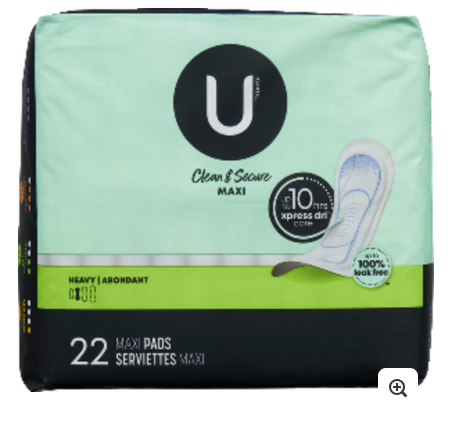 New U by Kotex Premium Long Super Maxi Pads (22 Count)